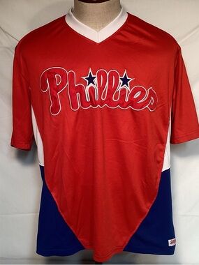 Philadelphia Phillies Red White And Blue Baseball Jersey Men’s Size XL Stitches